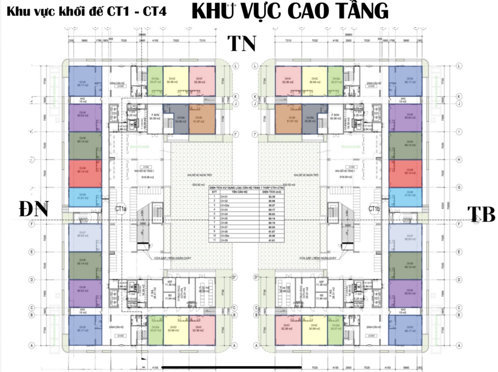Mặt bằng shop khối đế kho 3 Lạc Viên